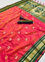 Paithani Silk Red Traditional Wear Zari Work Saree